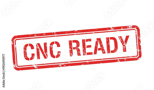 Red cnc ready stamp or rubber seal on isolated for industrial or manufacturing concepts
