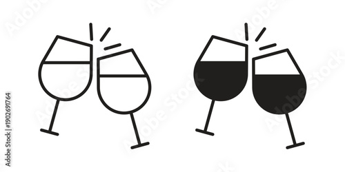 Cheers icon in black solid style. linear symbol.