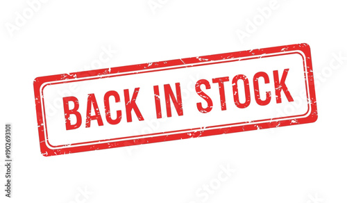 Red back in stock stamp on with distressed texture