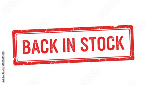 A red stamp with the words back in stock