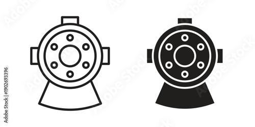 Diving helmet icon in black solid style. linear symbol.