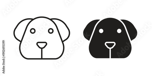 Dog face icon in black solid style. linear symbol.