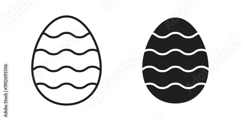 Easter egg icon in black solid style. linear symbol.