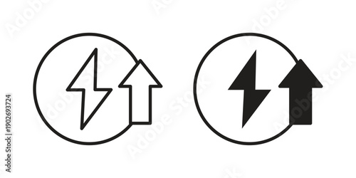 Energy increase icon in black solid style. linear symbol.