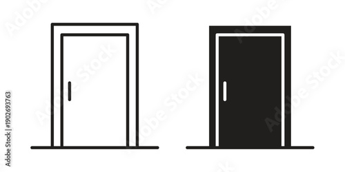 Entrance door icon in black solid style. linear symbol.