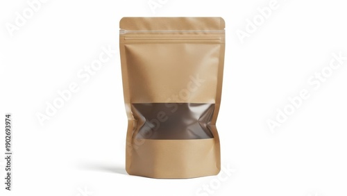 Brown kraft paper packaging bag with clear window