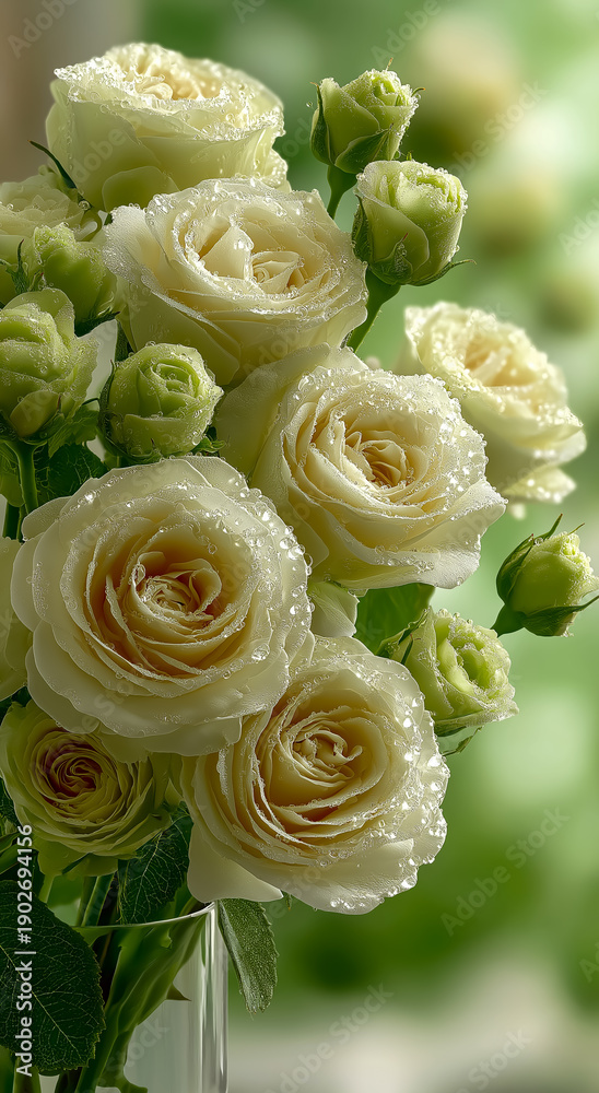 Obraz premium お祝いやメッセージカードに最適な白薔薇の余白背景