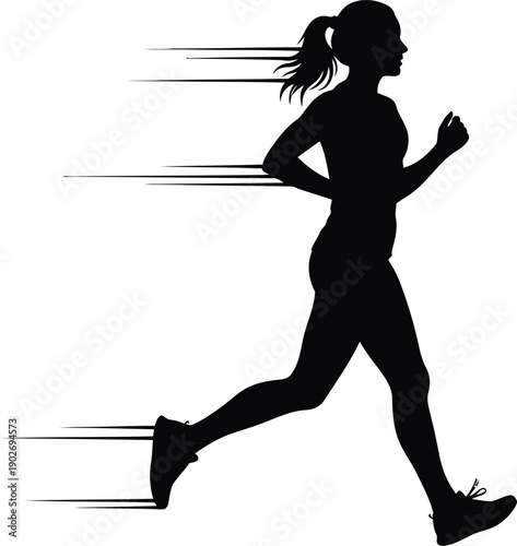 Silhouette of a female runner in motion