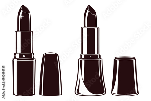 Two Dark Red Lipsticks With Caps Off