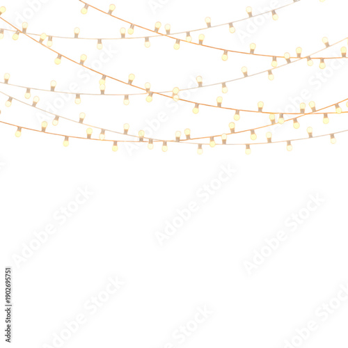 Beautiful glowing string lights hanging elegantly in a festive arrangement design transparent background