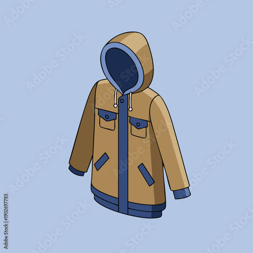 Isometric Detailed Warm Coat Winter Apparel Clothing Illustration Design