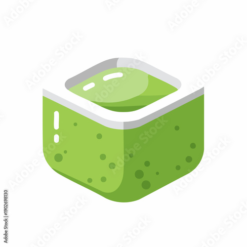 Isometric Fresh Green Wasabi Paste in a Square Container Illustration