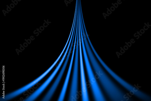 Futuristic Abstract Blue Rays Light Streaks on Dark Black Background