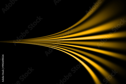 Dynamic Golden Light Streaks on Black Background