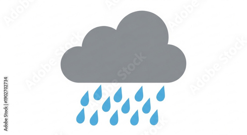 Rainy weather icon with cloud and raindrops