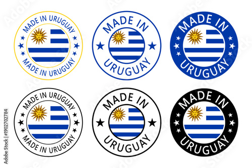 Free Download Uruguay Made in Stamp in circle with flag Vector template on white background - GFXLoad