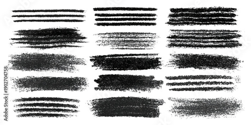 Vintage grunge abstract brush stroke set texture. artistic rough grunge brush strokes bundle and black splash stains creative sketch pattern design.