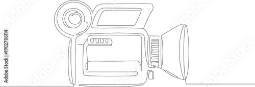Continuous Line Handdrawn Camcorder Minimalist Style Single Line Film Recording