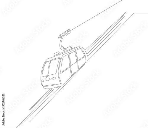 Handdrawn Outline Gondola Lift Cabin Transportation System Illustration