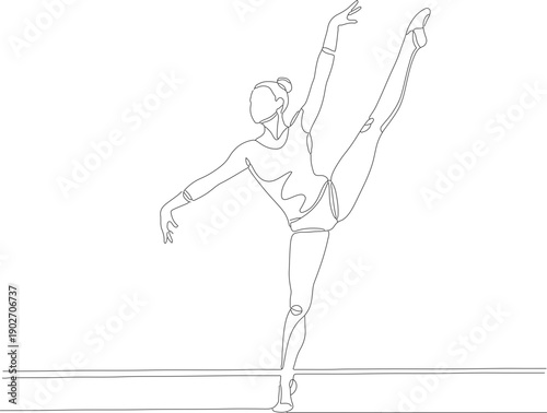 Simple Line Drawing Ballerina Dancer Figure Pose Elegant Minimalist Illustration