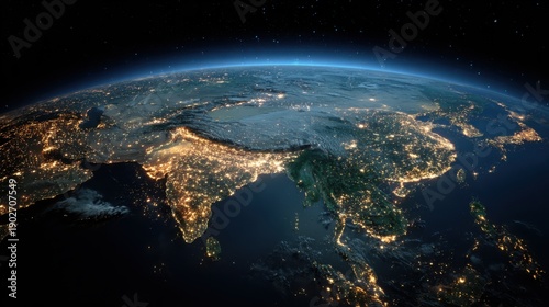 Earth at night from space showing glowing cities