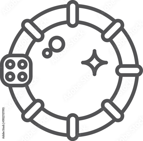 Lifesaver belt. Ocean travel black line symbol