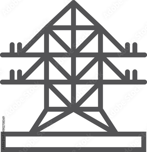 Electric power pylon line icon. Energy transmission symbol