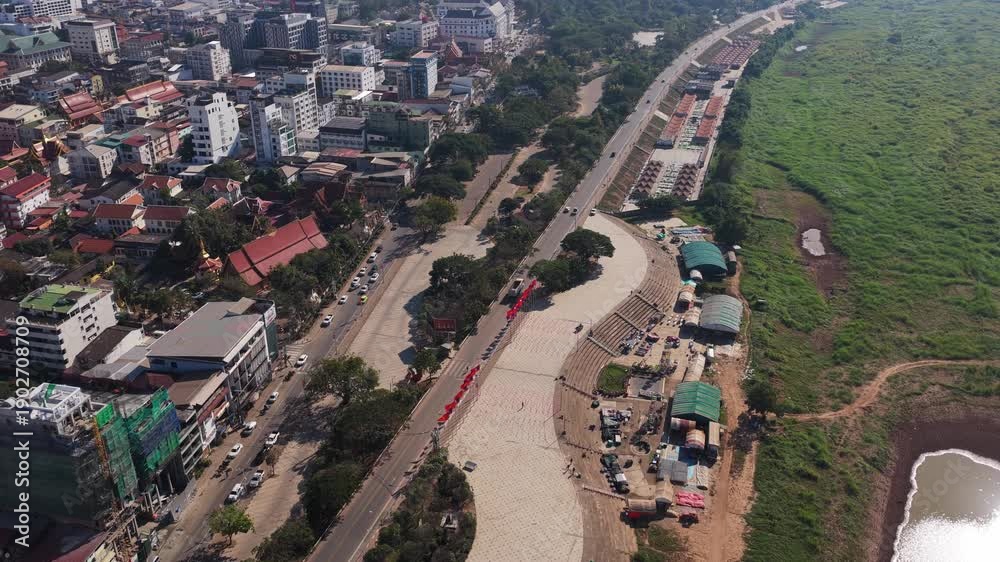 custom made wallpaper toronto digitalUnique aerial perspective of Mekong river showing Vientiane, capital city of Laos, and landmark ASEM Villa building