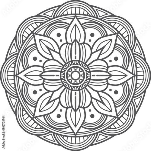 Zen medallion. Spiritual yoga round line pattern