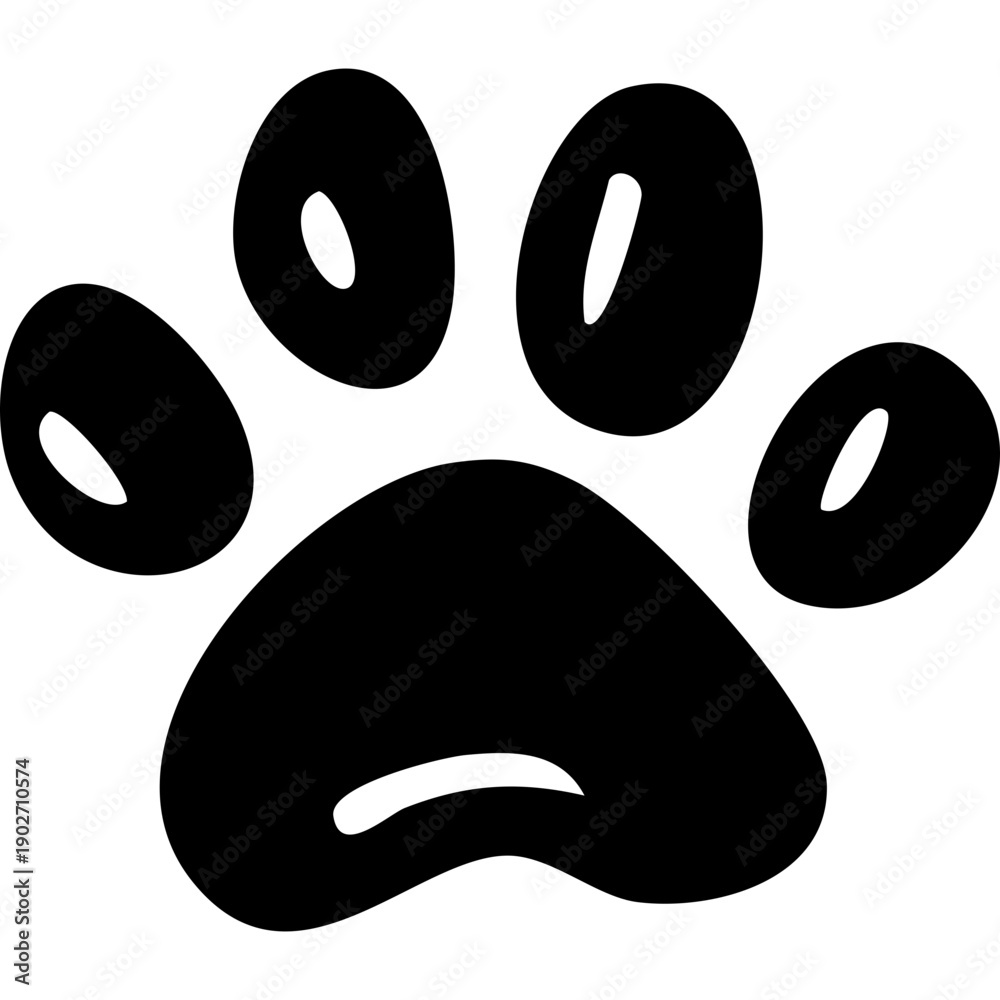 Obraz premium Dog paw print clip art design on plain white transparent isolated background for card, shirt, hoodie, sweatshirt, apparel, card, tag, mug, icon, poster or badge