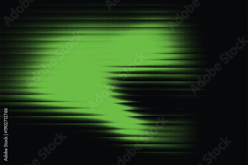 Abstract Green Glitch Wave Lines on Black Background