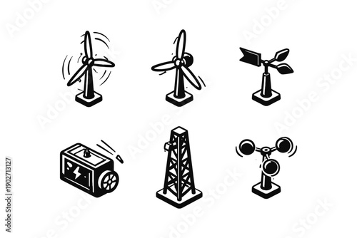 Wind Energy and Weather Icons