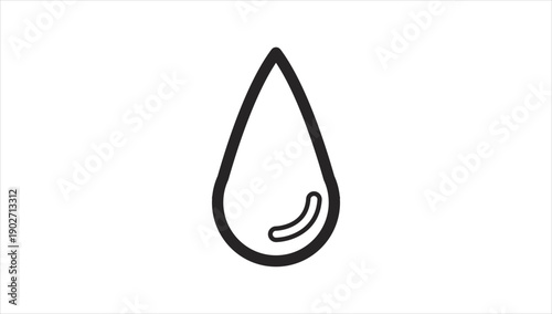 Simple black and white illustration of a single water drop.