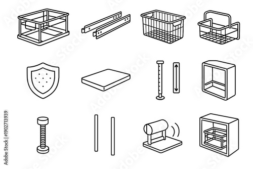 Platform organizer side sink basket leveling posts icon grab vector compact metal