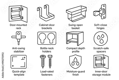 Holders cabinet depth neck rack storage stabilizer organizer vector icon sink under