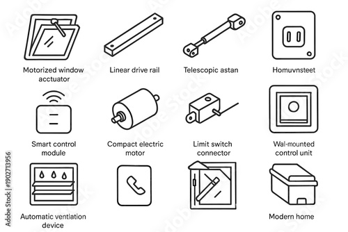 Icon ventilation vector bracket smart automated housing power opener electric unit window