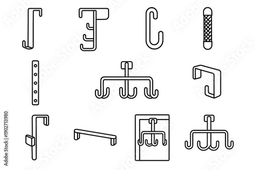 Hook ends bracket steel icon grip door vector safety over finish lightweight