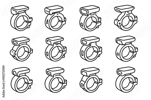 Build icons light clamp tab release vector handlebar icon system mount bike