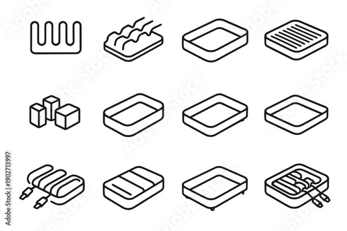 Minimal solution separation organizer drawer icons modular vector blocks rectangular safety icon