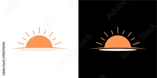 Minimalist Orange Sun Icon De...