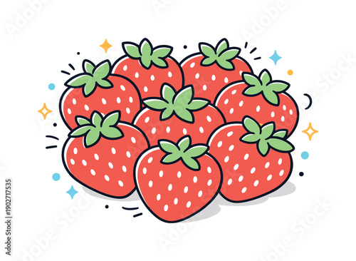 Strawberries close up. A tight composition of strawberries grouped closely together, creating a rich but minimal visual rhythm. The mood is