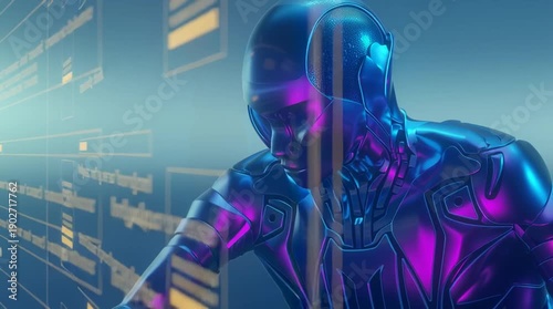 abstract futuristic robot ai technology background, future ai design digital visualization, futuristic artificial intelligence tech concept