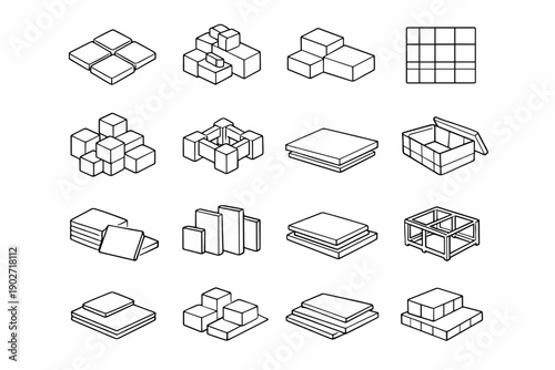 Cube structure base vector system generation module icon image panel slab layout