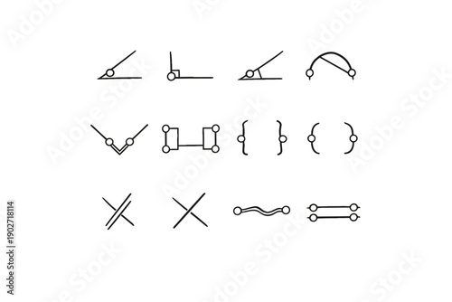 Node angle simple backslash acute chevron generation joint icon vector obtuse reflex