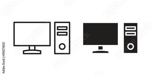 Desktop computer icon. Vector linear icon collection. Vector EPS10