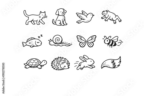 Wings snail generation butterfly hopping bee simple hedgehog fish icon vector image