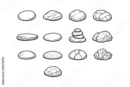 Cracked flat weathered rock simple polished image generation vector pebble icon stacked