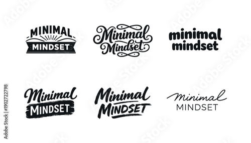 Diverse Lettering Styles. Minimal mindset. Set lettering. harmonious lettering variations of the same emblematic concept, each with different