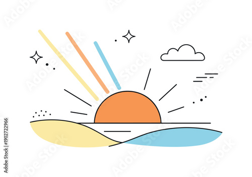 Low winter sunlight. Abstract composition of light beams and soft color blocks inspired by a low sun near the horizon. Quiet seasonal warmth