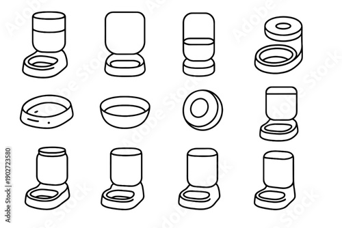 Container functional pads compact tank vector icon water pet detachable dispenser refill